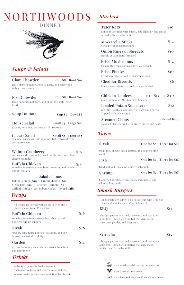 Menu The Original Johnson's Dairy Bar At Northwoods Brewing Company-1